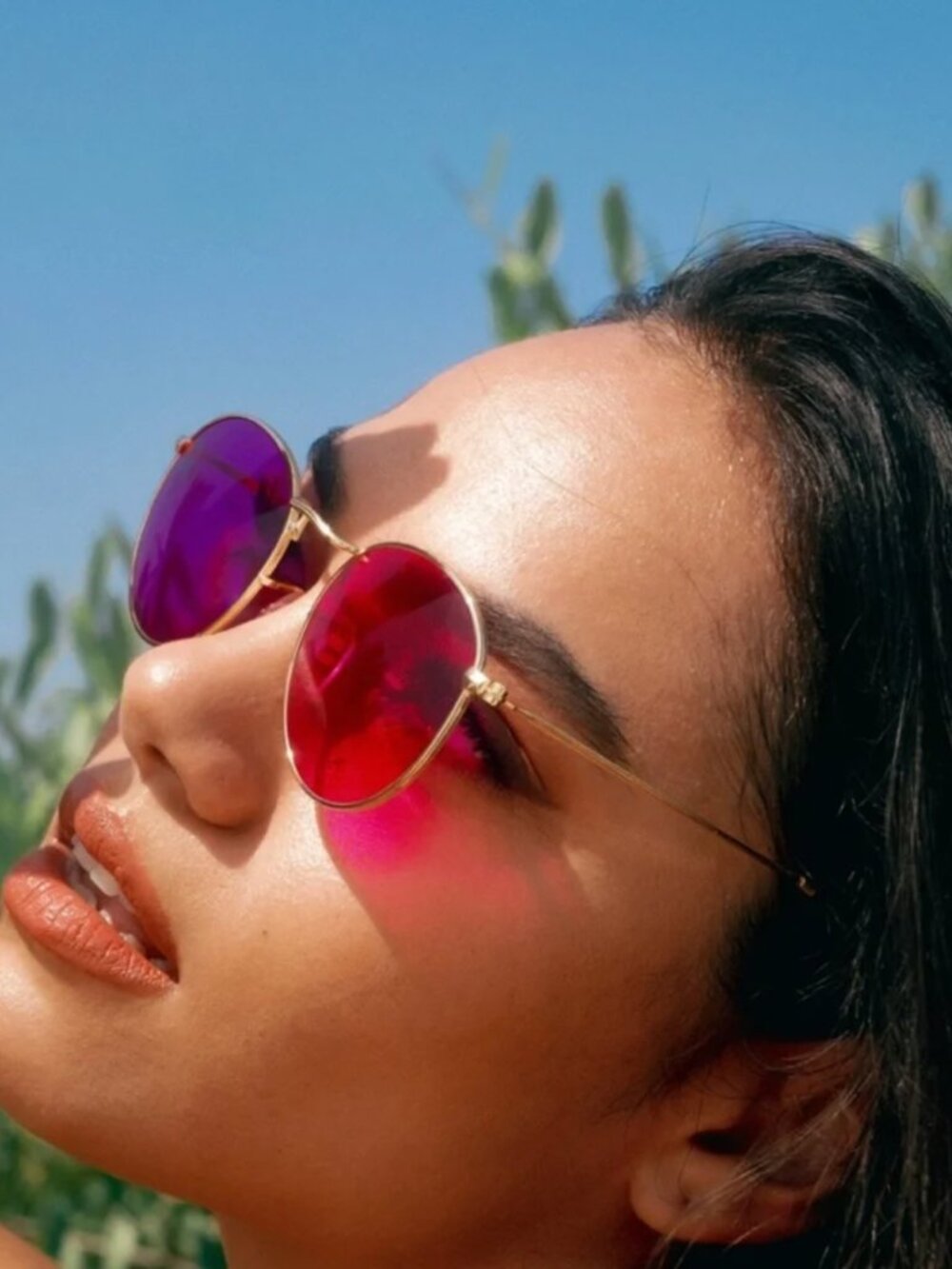 Rainbow Optx Round Wireframe Magenta Sunglasses